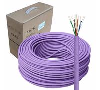 JUSTOP 100M CAT6 Cable Reel LSOH LSZH AWG23 Ethernet LAN UTP Roll Bulk CAT 6 CCA Cable, Indoor & Outdoor External Grade PE Jacket - 330ft Networking Line (Low Smoke - Purple)