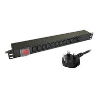 JUSTOP 12 Way Rack Mount PDU 12 x IEC C13 Sockets 1U 19 Inch 13A Power Distribution Unit With On/Off Switch