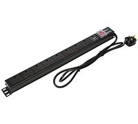 JUSTOP 1U 8 Way 13A PDD Rack Mount Power Distribution Unit Extension Bar Surge Protected PDU-GBR