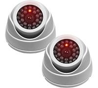 JUSTOP 2x Dome Dummy CCTV Camera Outdoor/Indoor Waterproof With Reality LED Light Fake CCTV Cam - White (Twin Pack)
