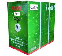 JUSTOP 305M Cat5E Cable Reel AWG24 Ethernet LAN FTP Roll Bulk Cat 5E CCA Cable - 1000ft Networking Cable - Foiled Twisted Pairs (Black - FTP)