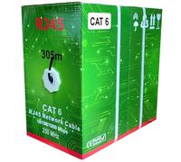 JUSTOP Black 305M CAT6 UTP Network Cable Reel, AWG23 Ethernet LAN Roll, Bulk CAT 6 CCA Cable, Indoor & Outdoor With External Grade PE Jacket - 1000ft Networking Cable