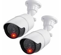 JUSTOP Dummy CCTV Cameras, 2x Fake Bullet Security Camera With Flashing LED, Waterproof For Indoor or Outdoor Use, Professional Black&White Casing (2pcs Pack)