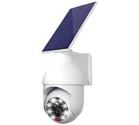 JUSTOP Dummy PTZ CCTV Camera, Solar Powered LED Security Flood Lights With PIR Motion Sensor, Waterproof Outdoor Use - White