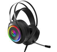 JUSTOP K2 Gaming Headset With Mic, Large Over Ear Cups, Wired Computer Headphones With 3.5mm Jack, RGB LED Lights, for PS4/PS5/PC/Laptop/Xbox One, Black