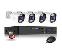 JUSTOP Starlight 4 Cameras Outdoor CCTV Camera System, Smart Security Kit, Full Colour Night Vision, AOC Audio Recording, H.265+ 4 Channel DVR with 1TB Hard Drive, Email & APP Alert