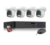 JUSTOP Starlight 8 Channel Outdoor CCTV Camera System, Smart Security Kit, Full Colour Night Vision, AOC Audio Recording, H.265+ DVR with 1TB Hard Drive and 4x 1080P Cameras, Email & APP Alert