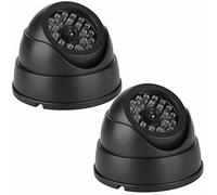JUSTOP Twin Pack Dummy CCTV Camera Dome Style Security Cam With Flashing LED (Black - Twin Pack)