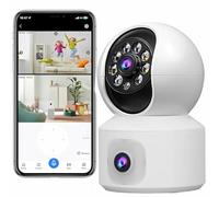 JUSTOP WiFi Security Camera Indoor, 360°Dual Lens Home Surveillance IP Camera CCTV with Humanoid Detection, Auto Cruise Nanny Pet Dog Cam, 2.4&5GHz Dual WiFi Baby Monitor with Two Way Audio