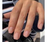 JUSTOTRY 24 Pcs Pale Pink False Nails Short Square Pattern,Solid Press on Nails Short,Glossy Fake Nails,Pretty Squoval French Stick on Nail for Women and Teens Gifts