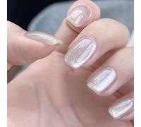 JUSTOTRY 24 pieces white swirl nails for gluing oval short, press on nails short b42