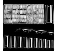 JUSTOTRY 800 Pcs Clear Coffin Nail Tips No Glue,Lady French Style Nails Tip Set,Half Cover Fake Nails Tips for Women,Acrylic Square Long Tip Nail for Nails Art and DIY Nail Designs