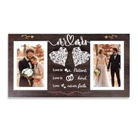 JUSTOTRY Wedding Photo Frame for Couple,Mr and Mrs Gifts Frames for Hen Do and Engagement Party Decorations,Picture Frame Holds 2pcs 4x6 Pictures for Wedding Gifts for Bride and Groom