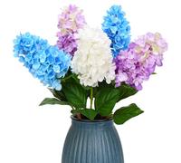 JUSTOYOU 3 PCS Mix Hydrangea Flowers, 29.5Inch Large Real Touch Fake Hydrangea Flower Bouquets for Wedding Home Party Garden