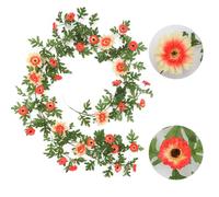 JUSTOYOU Artificial Flowers Orange Garlands,5.8 FT Long Faux Flower Garlands with 2 Different Flower Heads and Colors .Dahlia Artificial Garland Hanging Vine for Wedding, Decoration,Garden,Indoor