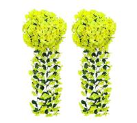 JUSTOYOU Artificial Wisteria Garland, Faux Hanging Yellow Flower, Silk Trailing Plant for Garden Wall Outdoor Inside Decoration (2pcs, Yellow)