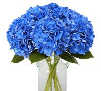 JUSTOYOU Hydrangea Flowers Artificial,3 PCS Single Long Stem Realistic Hydrangeas Flower, 19.6Inch Large Real Touch Fake Hydrangeas Flower Bouquets for Wedding Home Party(Deep Blue Hydrangea Flowers)