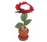 JustPaperRoses 2nd Year Cotton Anniversary Rose. 7 Inch Artificial Flower in Terra Cotta Pot - 1 Count Handmade Desk Display for Couples