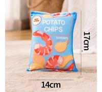JUSTPRETTYCHIC Plush Dog Chew Toy Set, Doughnut & Pizza Shapes, Squeaker Fleece for Small Large Dogs, Teeth Cleaning, Durable Fun, Non-Electric Pet Playtime Potato Chip Blue / 1 pce