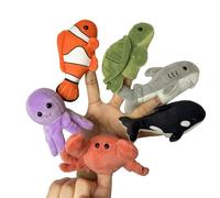 JUSTQUNSEEN 6pcs Finger Puppets Set, Cute Sea Animal Finger Puppet for Role-Playing Mini Hand Puppets Suitable for Kids,Sea Animal Puppets for Storytelling, Realistic Finger Puppet for Toddlers.