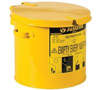 Justrite 09200Y Galvanized Steel Countertop Oily Waste Can, 2 Gallon Capacity, Yellow