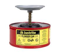Justrite 10108 Steel Plunger Safety Can with Brass and Ryton Pump Assembly, 1 L Capacity, 7-1/4" OD x 5-7/8" H, Red