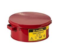 Justrite 10375 Steel Bench Safety Can, 4 L Capacity, 9-3/8" OD x 4-1/2" H, Red