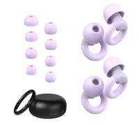 JUSTRVN Silicone Ear Plugs for Sleeping, Studying, Working & Concerts - 2 Pairs (4 Earplugs) with 8 Ear Tips, Noise Reduction 25dB-30dB, Reusable & Comfortable