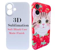 JUSTRY 5-Pack 3D Sublimation Phone Case for iPhone 16, Soft TPU Blanks for 3D Vacuum Sublimation Machine Only, Not for 2D Heat Press, Wireless Charging Compatible, Matte Finish