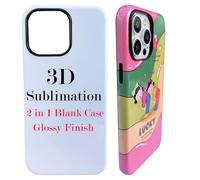 JUSTRY 5PCS 3D 2 in 1 Sublimation Film Phone Case for iPhone 15 Pro, 6.1-Inch Blank 3D Coated DIY Customizable Film Cases, Easy to Sublimate Bulk Covers Printable Support Wireless Charging Glossy