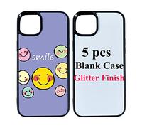 JUSTRY 5PCS Sublimation Phone Case Blanks Bulk Covers Compatible with Apple iPhone 14 Plus, 6.7 Inch (2022),Easy to Sublimate DIY, 2 in 1 2D Soft TPU Case + Aluminum Inserts Glitter Wholesale Pack