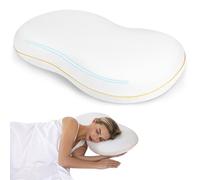 Justsafe Cooling Side Sleeper Pillow - Soft Ergonomic Cervical Neck Pillow for Neck and Shoulder Pain Relief, Ice Silk Zipperless Pillowcase, Friendly and Durable Material (White)