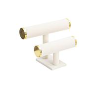 Justsoso 2 Tier Bracelet Holder Stand, Bangle Watches Display, Velvet Bracelet Jewelry Storage Organizer Rack, Hairband Scrunchie Show Tower Shop Selling or Home Use (Beige)