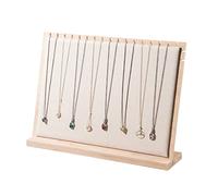 Justsoso Bamboo Necklace Display Stand, Pendant Necklace Wood Jewellery Holder, Chain Jewelry Rack Organizer for Show Sell (Beige Velvet)