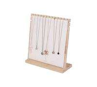 Justsoso Bamboo Necklace Display Stand, Wood Jewellery Necklace Holder, Chain Jewelry Rack Organizer, Tabletop Display Boards for Home or Shop Sell Show (Beige Velvet)