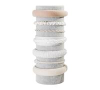 Justsoso Headband Holder Organizer, Soft Velvet Tower Hairband Stand Display, Vertical Hair Hoop Accessories Jewelry Storage for Women Girls (Gray Beige Velvet)