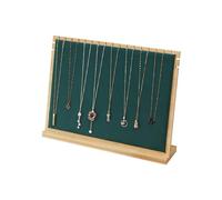 Justsoso Large Bamboo Necklace Display Stand, Pendant Necklace Wood Jewellery Holder, Chain Necklace Jewelry Big Board Organizer Rack for Store Show Sell (Dark Green Velvet)