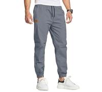 JustSun Mens Casual Chinos Trousers Joggers Elasticated Waist Trousers for Men Cotton Pants Gym Sports Tracksuit Bottoms Drawstring Sweatpants with Pockets DenimBlue XXL