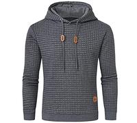 JustSun Mens Hoodies Pullover Men's Sweatshirts Casual Classic Hoody Long Sleeve Jacquard Hooded Sweatshirts Grey XL