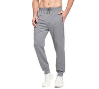 JustSun Mens Joggers Tracksuit Bottoms for Mens Jogging Bottoms Men Gym Casual Sports Running Trousers Training Sweatpants Workout Sportswear Zip Pockets Grey S