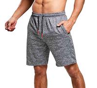 JustSun Mens Shorts Gym Running with Zip Pockets Sports Casual Summer Elasticated Waist Quick Dry Stretch BlackGrey 2X-Large