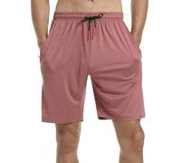 JustSun Mens Shorts Gym Running with Zip Pockets Sports Casual Summer Elasticated Waist Quick Dry Stretch Red 2X-Large