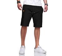 JustSun Mens Shorts with Pockets Summer Casual Shorts for Men UK Chino Cotton Elasticated Waist Black XXL