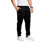 JustSun Mens Trousers Casual Smart Trousers for Men with Elasticated Waist, Suitable for Daily Casual Wear Black XL