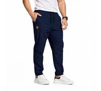 JustSun Mens Trousers Casual Smart Trousers for Men with Elasticated Waist, Suitable for Daily Casual Wear Blue XL