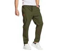 JustSun Mens Trousers Casual Smart Trousers for Men with Elasticated Waist, Suitable for Daily Casual Wear ArmyGreen 3XL