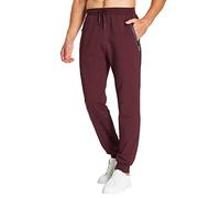 JustSun Tracksuit Bottoms Mens Joggers Slim Fit Jogging Bottoms Gym Running Trousers with Zip Pockets Red XL