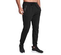 JustSun Tracksuit Bottoms Mens Joggers Slim Fit Jogging Bottoms Gym Running Trousers with Zip Pockets Black L