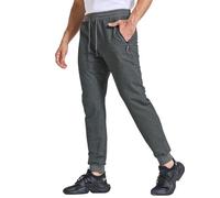 JustSun Tracksuit Bottoms Mens Joggers Slim Fit Jogging Bottoms Gym Running Trousers with Zip Pockets Dark Grey L