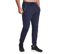 JustSun Tracksuit Bottoms Mens Joggers Slim Fit Jogging Bottoms Gym Running Trousers with Zip Pockets Navy Blue S
